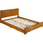 Base de cama King de madera maciza con cabecero y piecero de roble