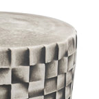 Taburete/Mesa de Cerámica con Patrón de Bloques Geométricos, Gris
