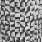 Taburete/Mesa de Cerámica con Patrón de Bloques Geométricos, Gris