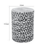 Taburete/Mesa de Cerámica con Patrón de Bloques Geométricos, Gris