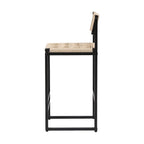 Juego de 2 Taburetes de Bar con Asiento Tejido de Cuerda de Papel y Estructura Metálica