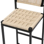 Juego de 2 Taburetes de Bar con Asiento Tejido de Cuerda de Papel y Estructura Metálica