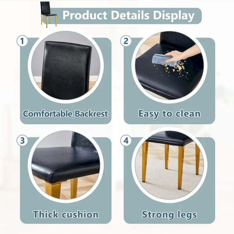 Silla de comedor sin brazos con patas de metal