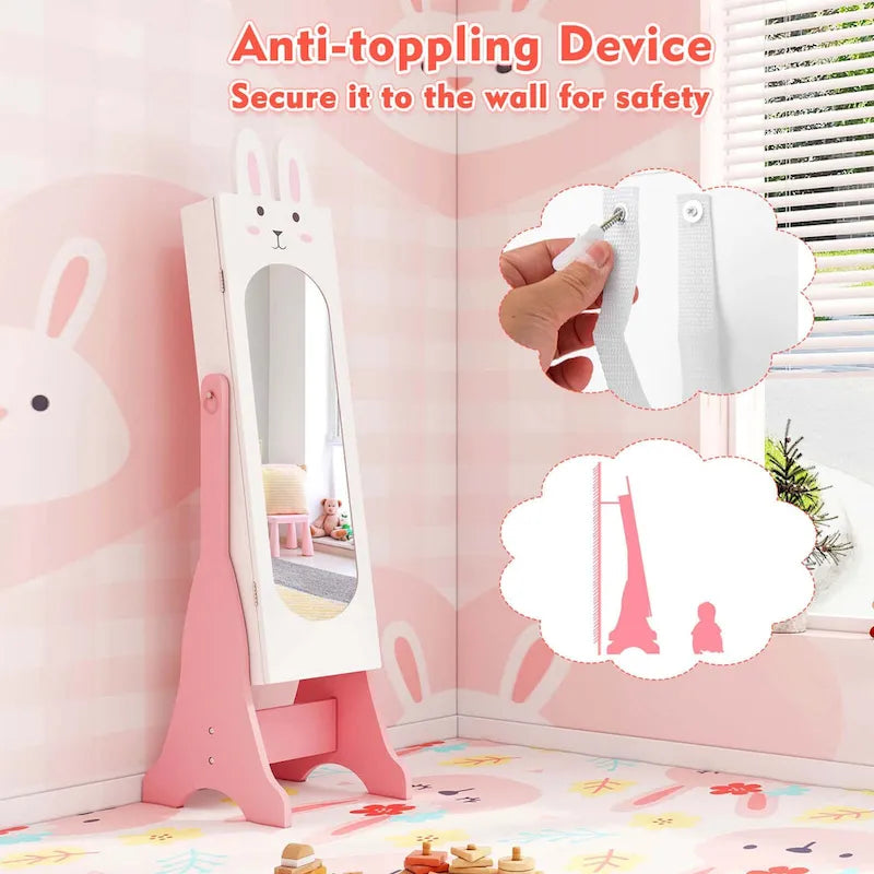 Joyero de pie para niños con espejo