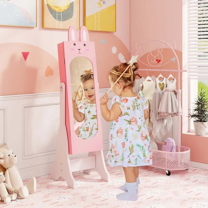 Joyero de pie para niños con espejo