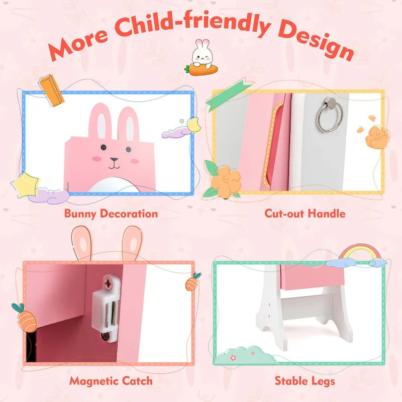 Joyero de pie para niños con espejo