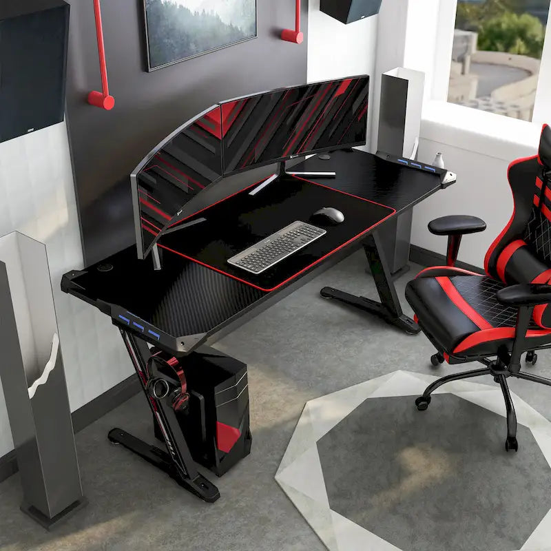 Hendrix Modern Black 67-inch Steel Computer Desk with USB by Furniture of America