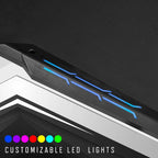 Escritorio Gaming de 67 Pulgadas con Luces LED, Puertos USB y Superficie de Fibra de Carbono