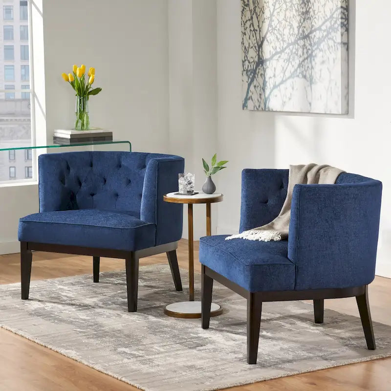 Juego de 2 sillones decorativos tipo barril tapizados – Tela o piel sintética
