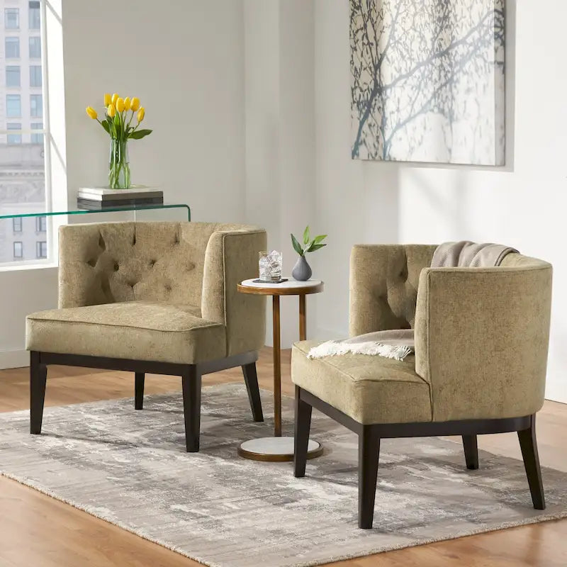 Juego de 2 sillones decorativos tipo barril tapizados – Tela o piel sintética