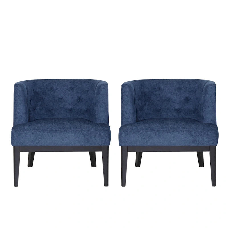 Juego de 2 sillones decorativos tipo barril tapizados – Tela o piel sintética