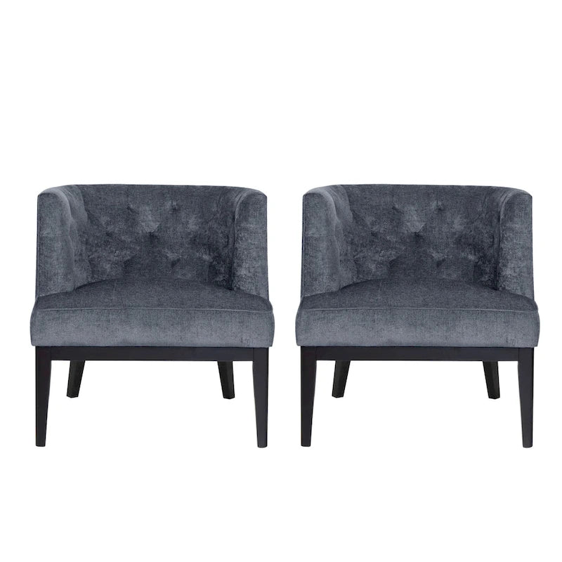 Juego de 2 sillones decorativos tipo barril tapizados – Tela o piel sintética