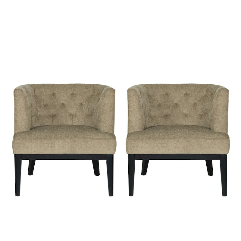 Juego de 2 sillones decorativos tipo barril tapizados – Tela o piel sintética