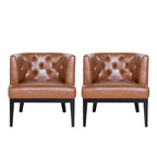 Juego de 2 sillones decorativos tipo barril tapizados – Tela o piel sintética