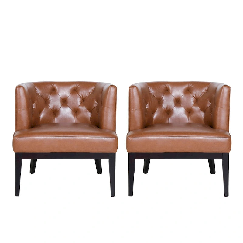 Juego de 2 sillones decorativos tipo barril tapizados – Tela o piel sintética