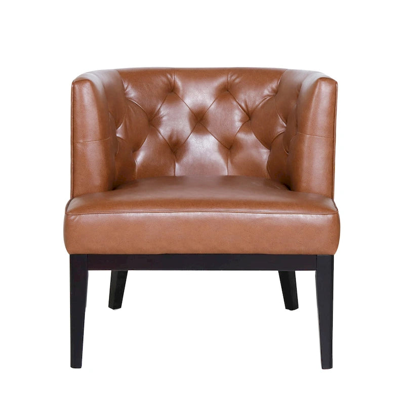Juego de 2 sillones decorativos tipo barril tapizados – Tela o piel sintética