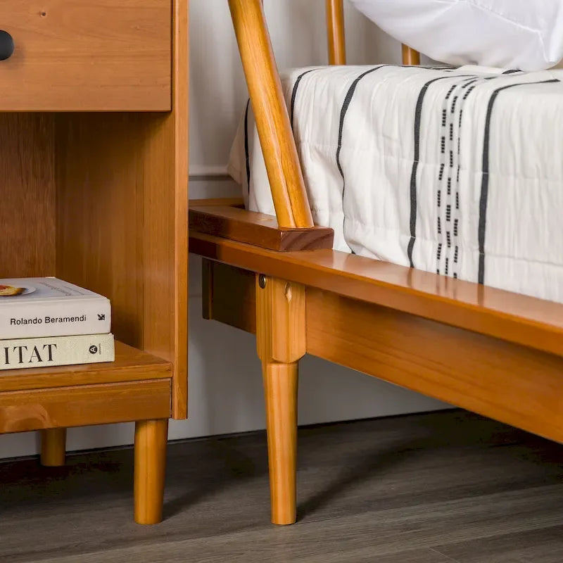 Cama de plataforma con husillos de madera maciza