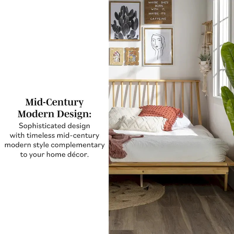 Cama de plataforma con husillos de madera maciza