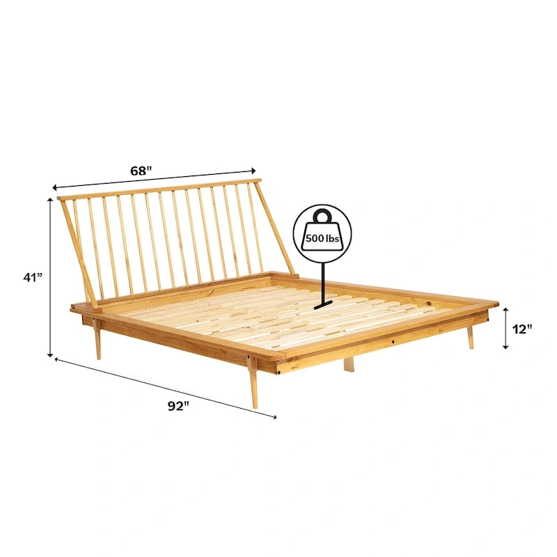 Cama de plataforma con husillos de madera maciza