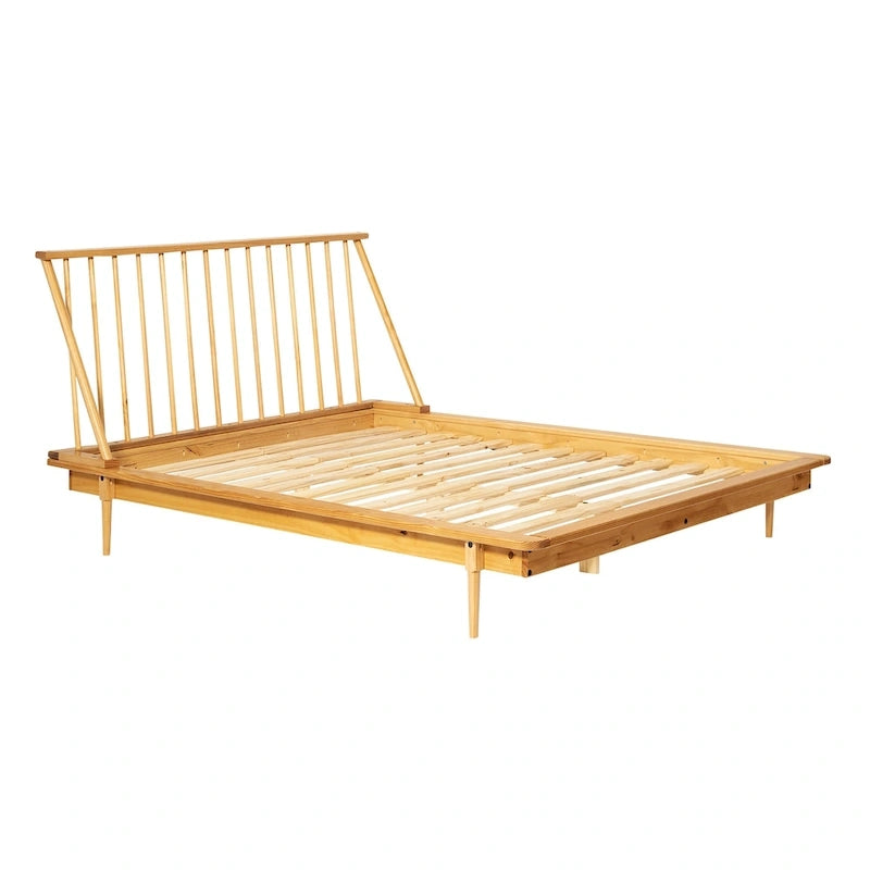 Cama de plataforma con husillos de madera maciza