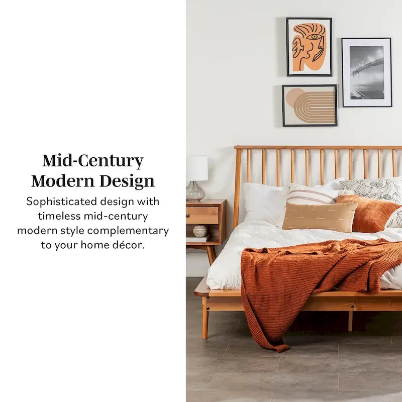 Cama de plataforma con husillos de madera maciza
