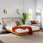 Cama de plataforma con husillos de madera maciza