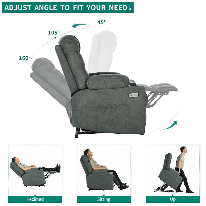 Sillón reclinable elevador eléctrico con masaje y calor