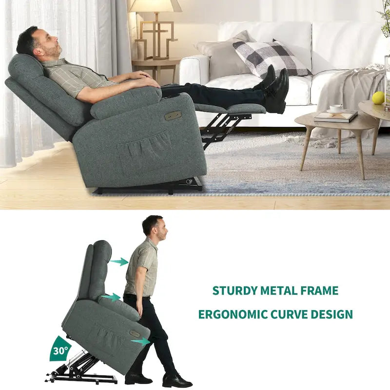 Sillón reclinable elevador eléctrico con masaje y calor
