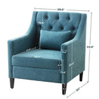 Sillón tapizado auxiliar con reposapiés – Disponible en azul, verde azulado oscuro y beige