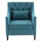 Sillón tapizado auxiliar con reposapiés – Disponible en azul, verde azulado oscuro y beige