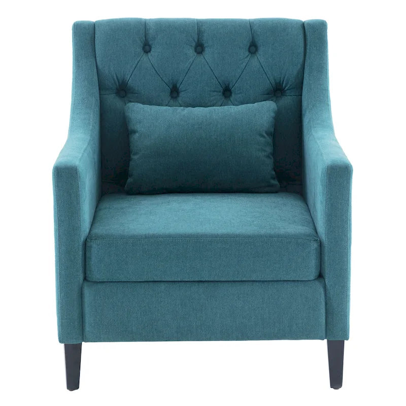 Sillón tapizado auxiliar con reposapiés – Disponible en azul, verde azulado oscuro y beige