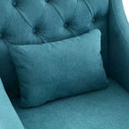 Sillón tapizado auxiliar con reposapiés – Disponible en azul, verde azulado oscuro y beige