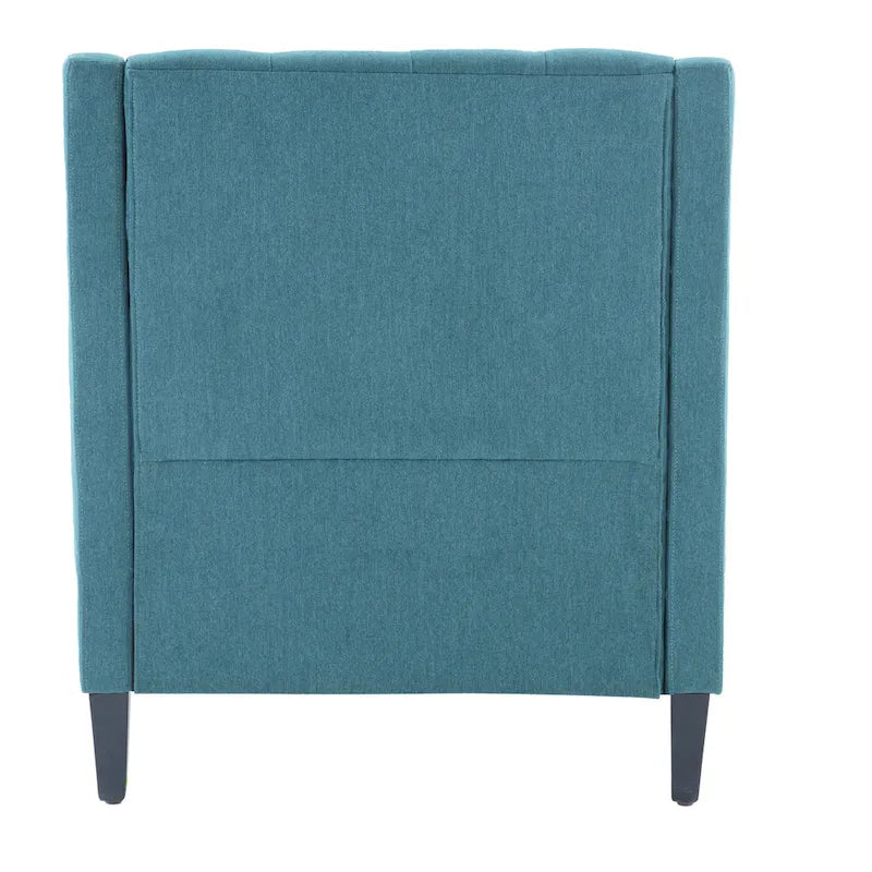 Sillón tapizado auxiliar con reposapiés – Disponible en azul, verde azulado oscuro y beige