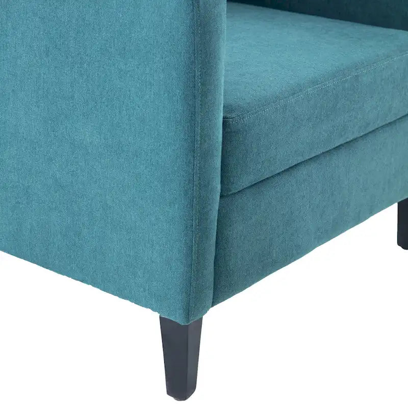 Sillón tapizado auxiliar con reposapiés – Disponible en azul, verde azulado oscuro y beige
