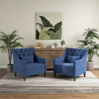 Sillón tapizado auxiliar con reposapiés – Disponible en azul, verde azulado oscuro y beige