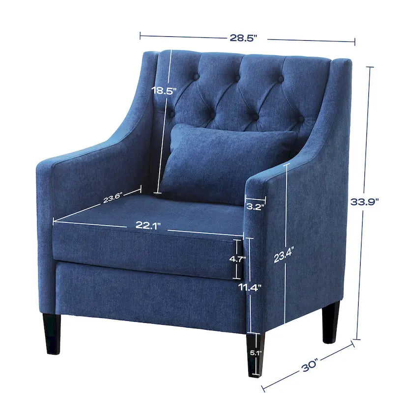 Sillón tapizado auxiliar con reposapiés – Disponible en azul, verde azulado oscuro y beige