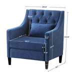 Sillón tapizado auxiliar con reposapiés – Disponible en azul, verde azulado oscuro y beige