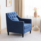 Sillón tapizado auxiliar con reposapiés – Disponible en azul, verde azulado oscuro y beige