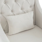 Sillón tapizado auxiliar con reposapiés – Disponible en azul, verde azulado oscuro y beige