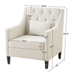Sillón tapizado auxiliar con reposapiés – Disponible en azul, verde azulado oscuro y beige