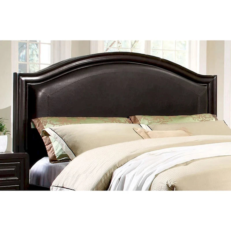 Cama de plataforma acolchada Espresso con cabecero tapizado