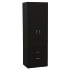 Armario Lisboa con puertas dobles, 2 cajones y barra para colgar