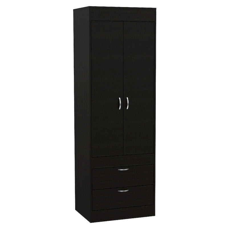 Armario Lisboa con puertas dobles, 2 cajones y barra para colgar