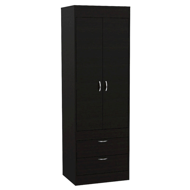 Armario Lisboa con puertas dobles, 2 cajones y barra para colgar
