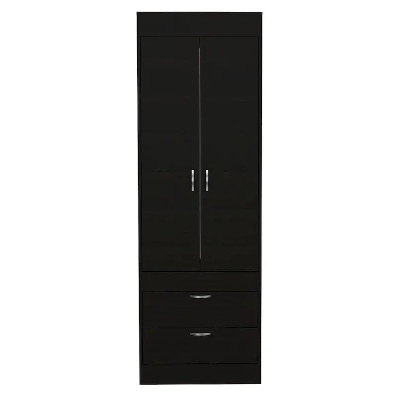 Armario Lisboa con puertas dobles, 2 cajones y barra para colgar