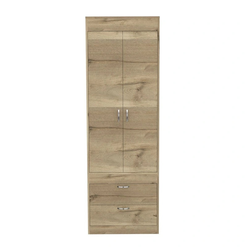 Armario Lisboa con puertas dobles, 2 cajones y barra para colgar