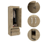 Armario Lisboa con puertas dobles, 2 cajones y barra para colgar