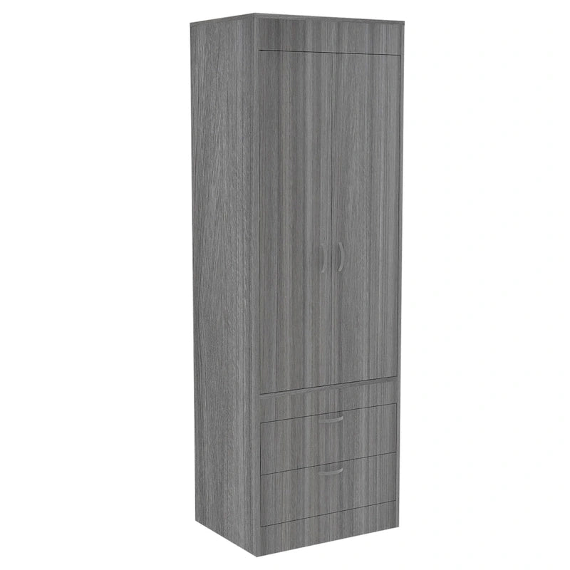 Armario Lisboa con puertas dobles, 2 cajones y barra para colgar