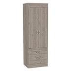 Armario Lisboa con puertas dobles, 2 cajones y barra para colgar