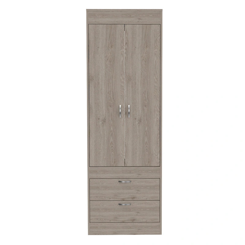 Armario Lisboa con puertas dobles, 2 cajones y barra para colgar
